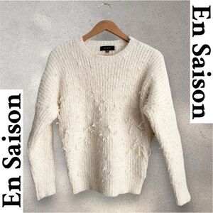 En Saison Tuckernuck Crewneck pullover Sweater Cream Minimalist Quiet Luxury XS